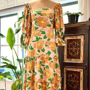 Printed floral maxi dress with puff sleeves - XL